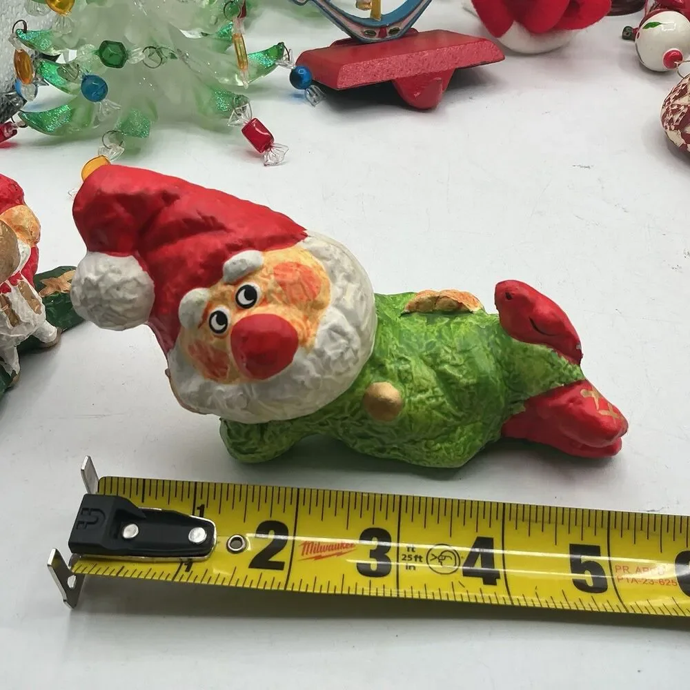 Vintage Japan Papier Mache Santa Figurines Lot of 2 Christmas Damaged 6 Inch